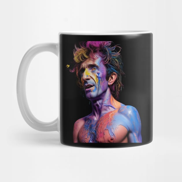 vector art a colorful paint illustration of Bon Scott // Aesthetic by Katab_Marbun